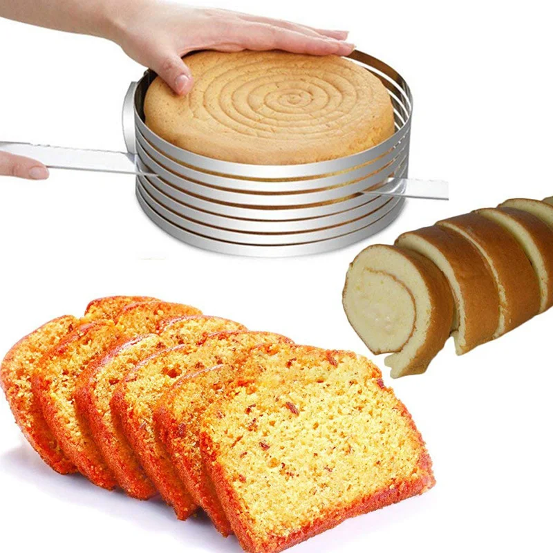 

Cake Bread Layerer Cake Cutting Slicer Round Stainless Steel Retractable Mousse Circle