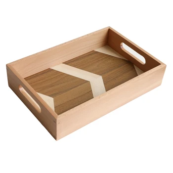 

Tea Set Tea Tray Wooden Fruit Cake Tray Nordic Rectangular Belt Handle Home Restaurant Food Tray Storage Tray Kitchen Household