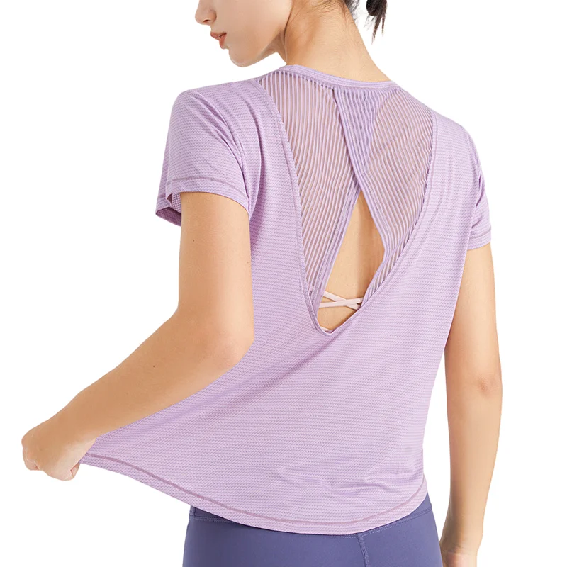 Sports T-Shirt Blouse Women Running Yoga Clothing Loose Mesh Breathable Quick Dry Clothes Fitness Top Short Sleeves Outdoor