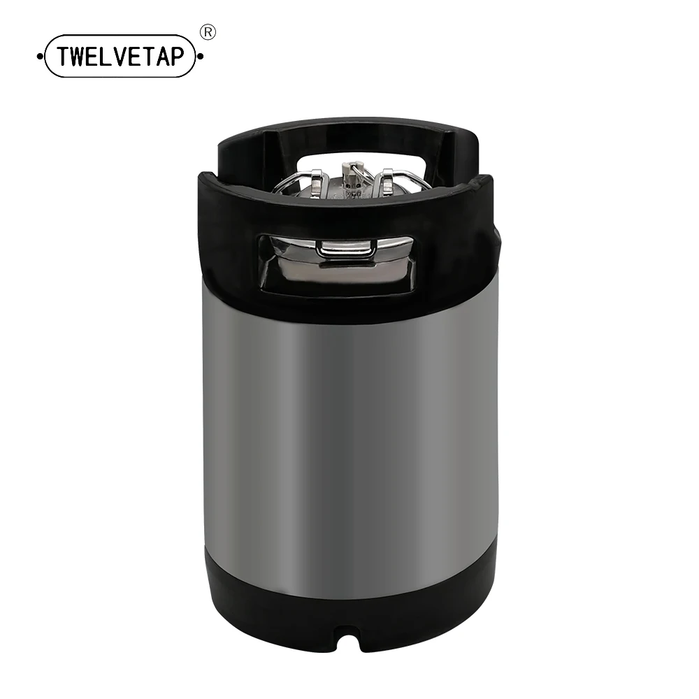 

2.5 Gal Beer Keg Rubber Handle Barrel Stainless Steel Homebrew Growler Leak Proof Top Lid Beer Bucket 9.5L Ball Lock Type
