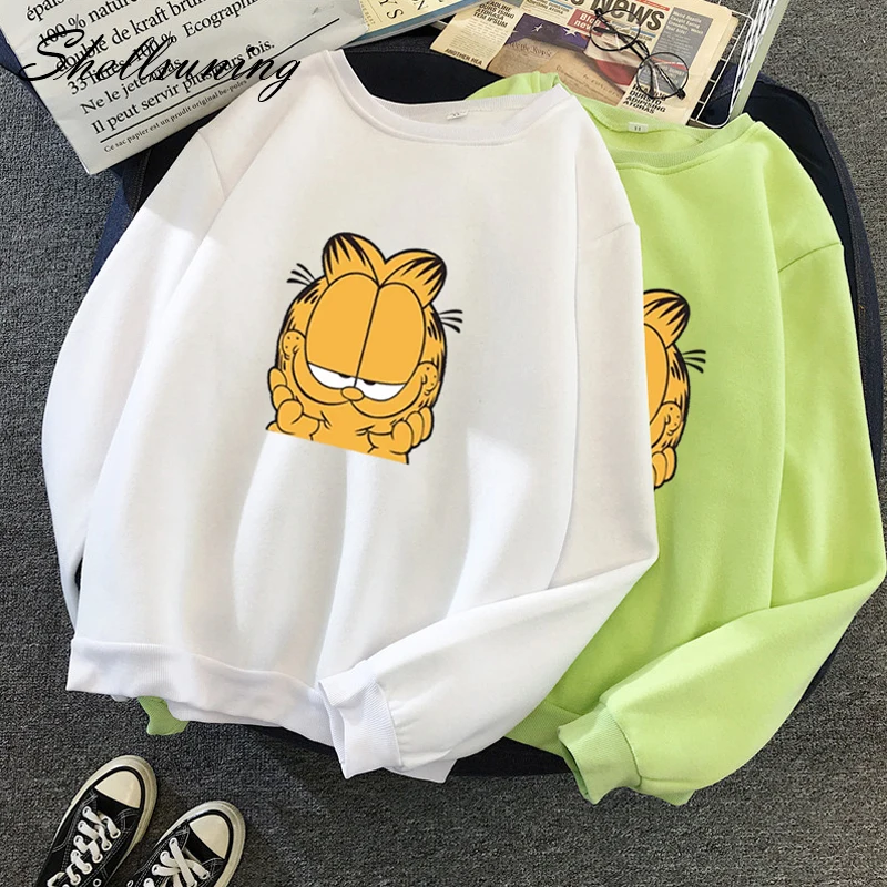 

Shellsuning No Sweatshirt Women Kawaii Cartoon Printed Hoodies Harajuku Casual Pullovers Long Sleeves Femme Clothes Black Pink