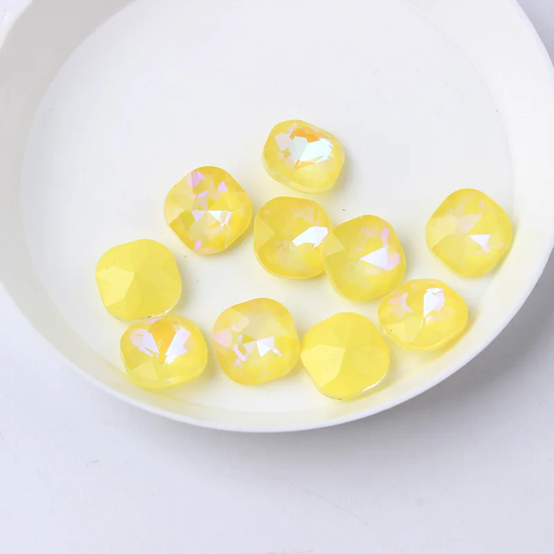Yellow jelly Горячая Распродажа, стеклянные хрустальные 8 мм желеобразные цвета, Разноцветные квадратные Восьмиугольные бусины, стразы для рукоделия - Цвет: Yellow jelly