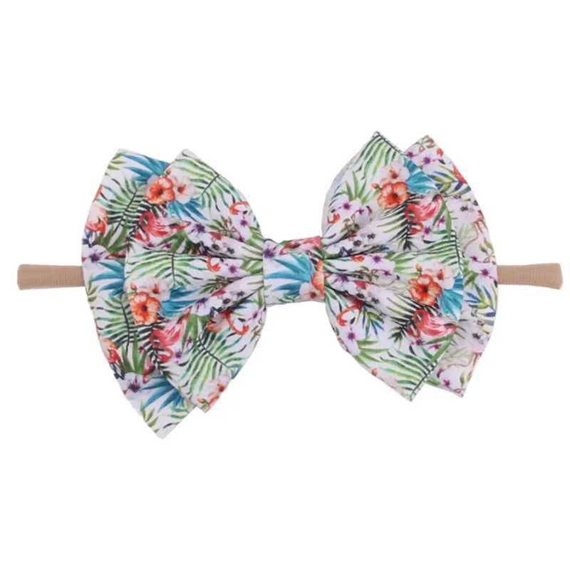 10pcs/lot Double Layer Hair Bows Elastic Nylon Headband Halloween Leopard Fruit Printed Nylon Hair Band Girls Hair Accessories