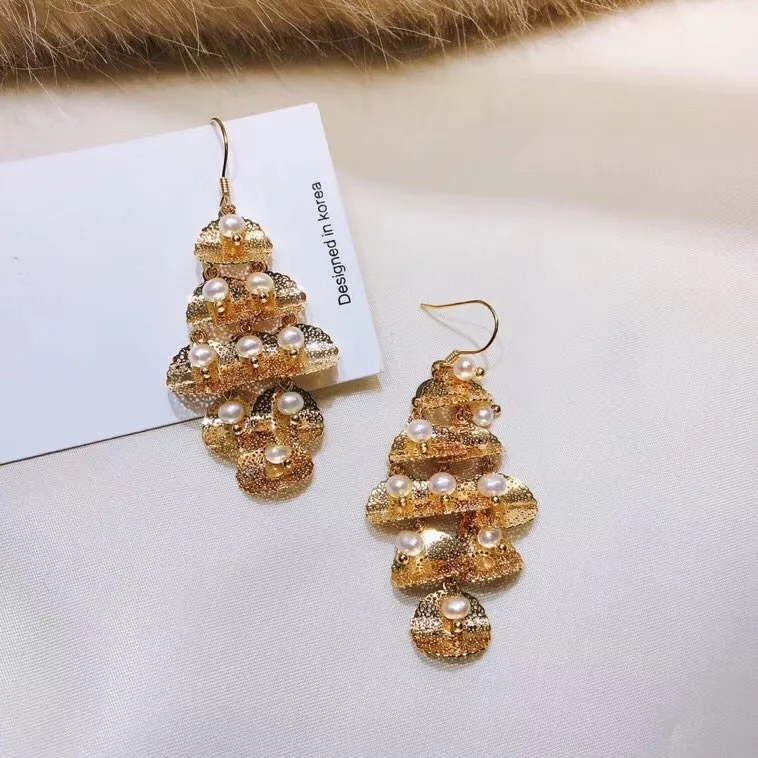 

Butterfly Home Ymes4a44ie Natural 3-4 Mm Freshwater Pearls 14k Gold New Style Peacock yu ling Earrings