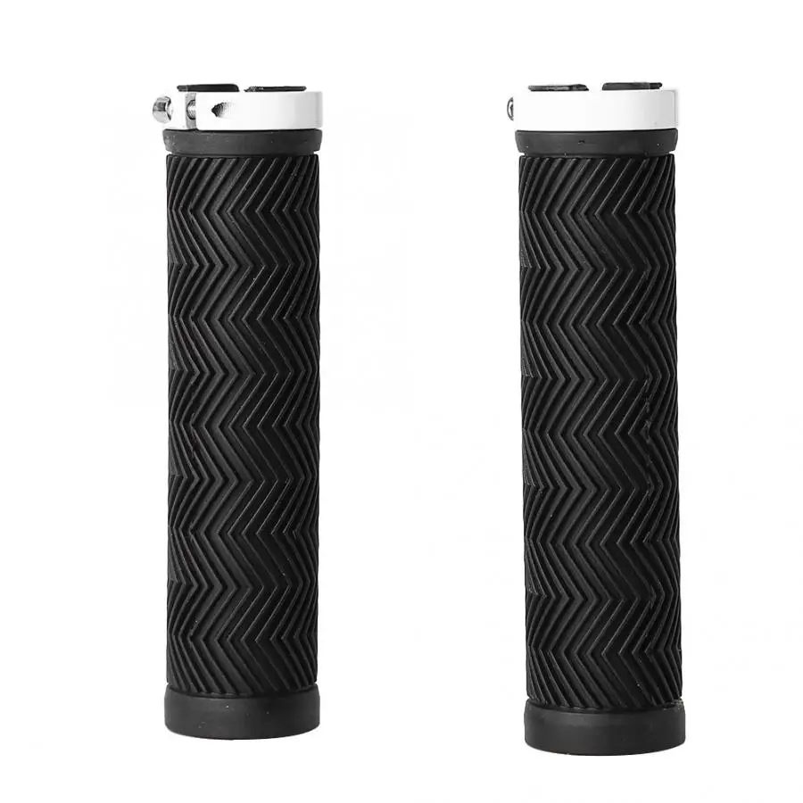 BikeHandlebar Grips 1 пара 3 цвета резиновый руль для горного велосипеда с односторонним металлическим замком запчасти для велосипеда - Цвет: C