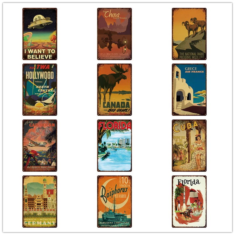 Vintage City Travel Metal Sign Home Decoration Iron Painting Bar Pub Wall Art Retro Tin Poster 20x30cm Plaques Signs Aliexpress