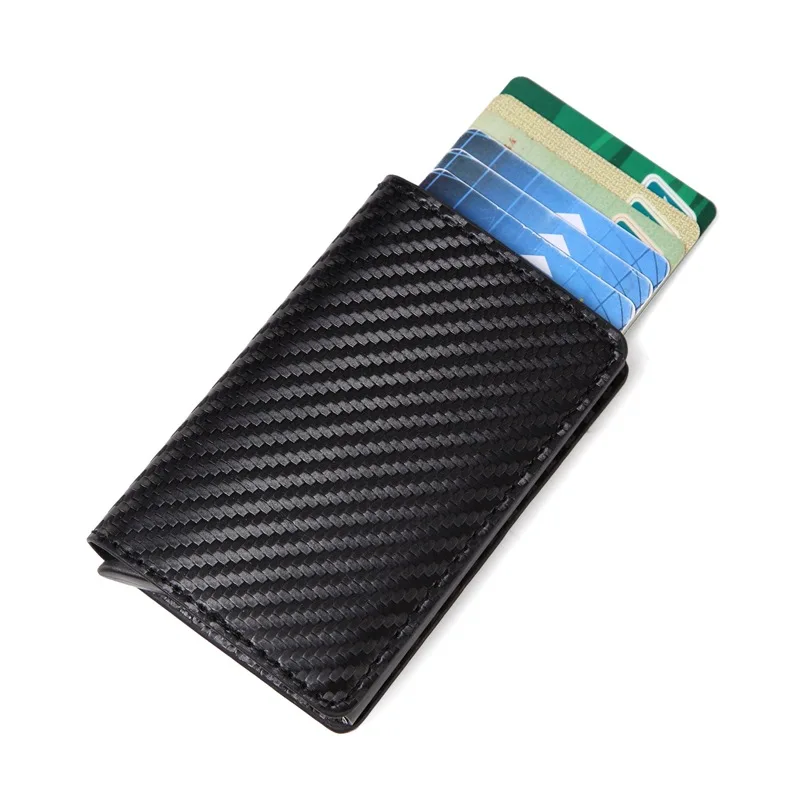 

BISI GORO 2019 Fashion Credit Card Holder Carbon Fiber Card Holder Aluminum Slim Short Card Holder RFID Blocking Card Wallet