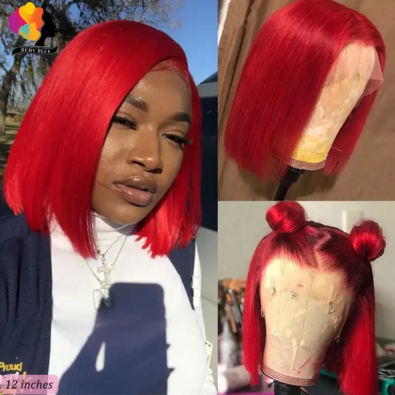 Red frontal bob wig Clearance