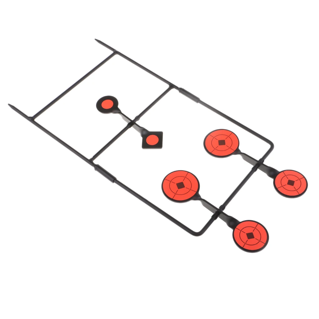 Self Resetting 6 Targets Spinning Shooting Metal Target with Ground Spikes