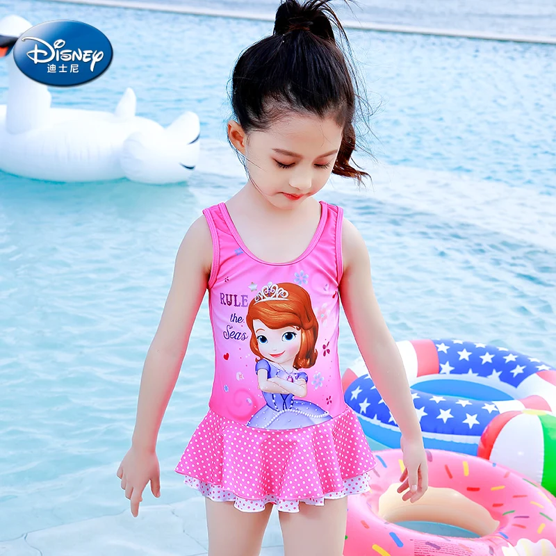 Оригинальный детский купальник Disney для девочек Цельный с юбкой малышей