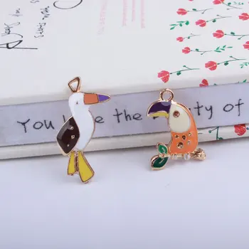 

20pcs/lot Enamel Parrot Charm for Jewelry Making and Crafting Fashion Earring Charm Zinc Alloy Bird Pendant