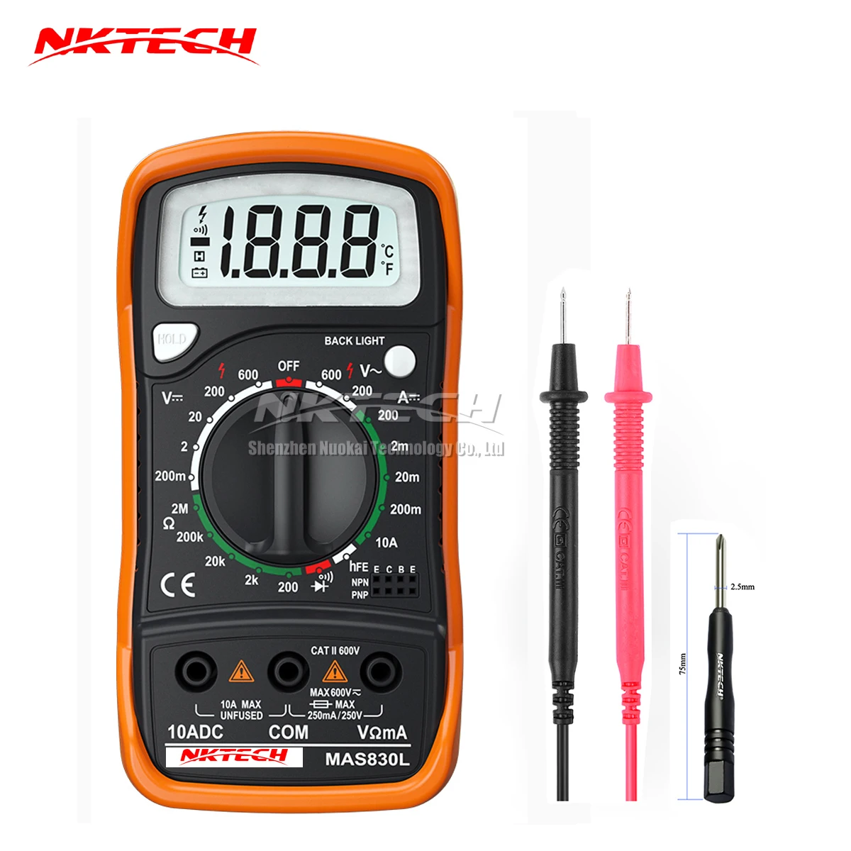 Цифровой мультиметр NKTECH MAS830L вольтметр с подсветкой Омметр тестер диодов