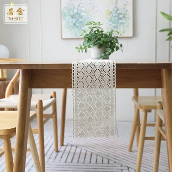 

Chic Rectangular Dining Flag White Lace Table Cloth Christmas Crochet Mats Table Runner Shoe TV Cabinet tafelloper arpillera K51