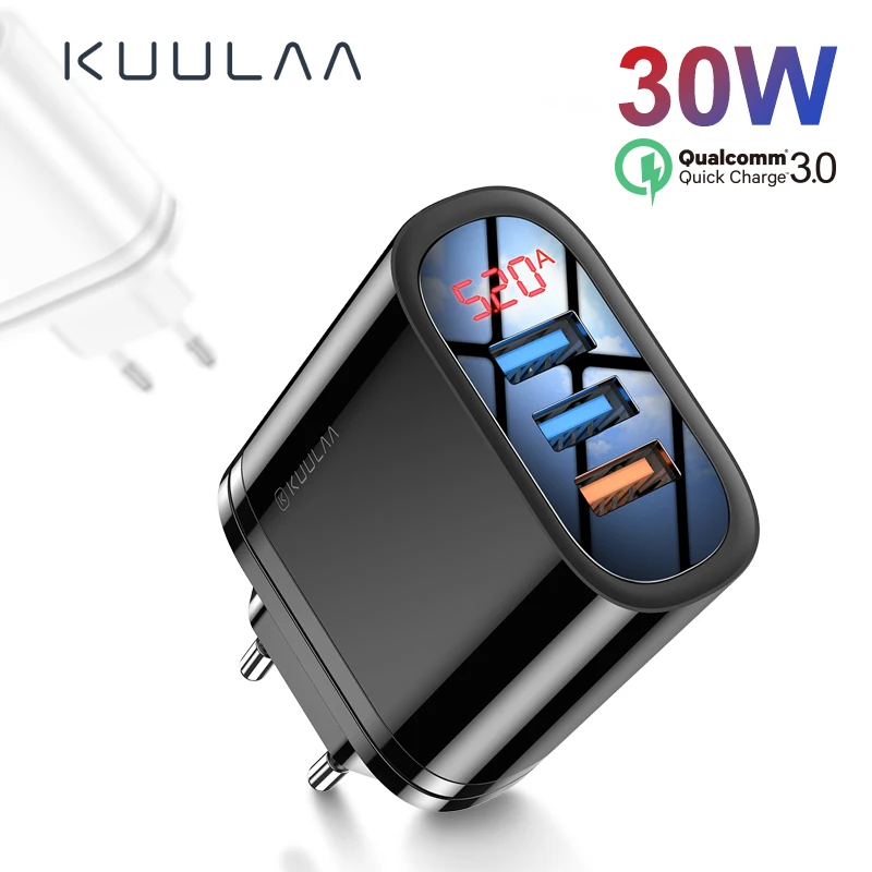 

KUULAA Quick Charge 3.0 USB Charger 30W QC3.0 QC Fast Charging Multi Plug Tablet Charger For iPad mini Samsung Xiaomi Huawei