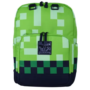 

My World Green Backpacks Factory Directly unisex Schoolbag Boy Girls Canvas Zip Green Backpacks kids Gift