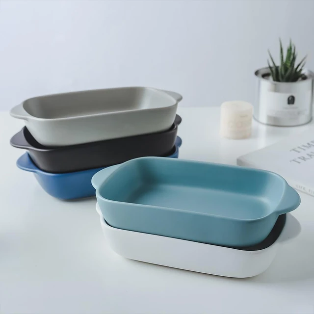 Small Ceramics Rectangular Baking Dishes with Handle for Oven