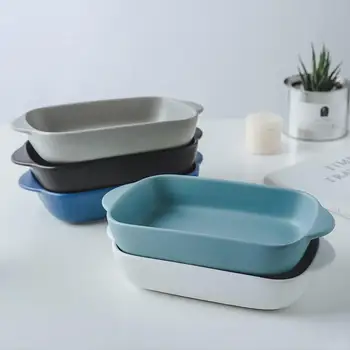 

Small Ceramics Rectangular Baking Dishes with Handle for Oven Ceramic Baking Pan Lasagna Casserole Pan Individual Bakeware