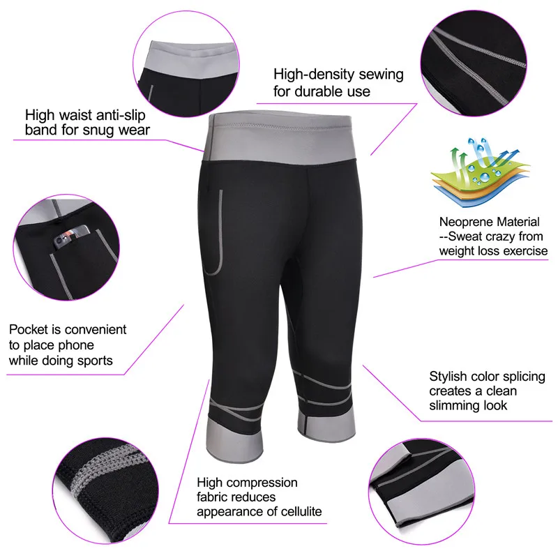 Bafully Neoprene Women Pants for Weight Loss Fat Burning Waist Trainer Tummy Shapers Reducing Shorts Slimming Body Control