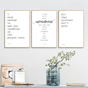 

Prince Rogers Nelson Purple Rain Lyrics Posters Print Gold & Mountains Song Lyrics Wall Art Canvas Painting Fan Gift Home Decor