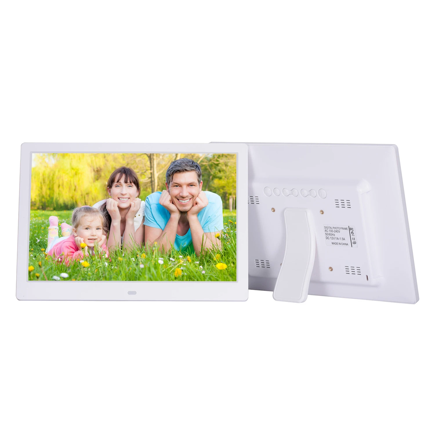 Белый 12" LEDs Digital Photo Frame Album Display Image MP4 Video MP3 Audio Clock Calendar Touch Key Support Auto Play Multi Languages - Цвет: Белый