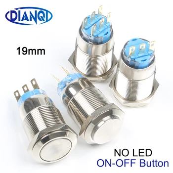 

19mm push button switch flat/high round Momentary/Latching Nickel plated Brass switches 3/6 pin terminal 1NO1NC/2NO2NC NO LED
