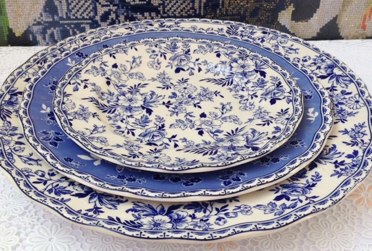

Johnson Brothers Original Blue and White Porcelain Western Tableware Plate Bowl Plate Noodle Soup Bowl Western Food Steak Dish