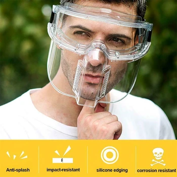 

Transparent Protective Goggles Safety Goggles Anti-Splash Face Shield Clear Work Safety Glasses Separable Eyeglasses Eyepiece