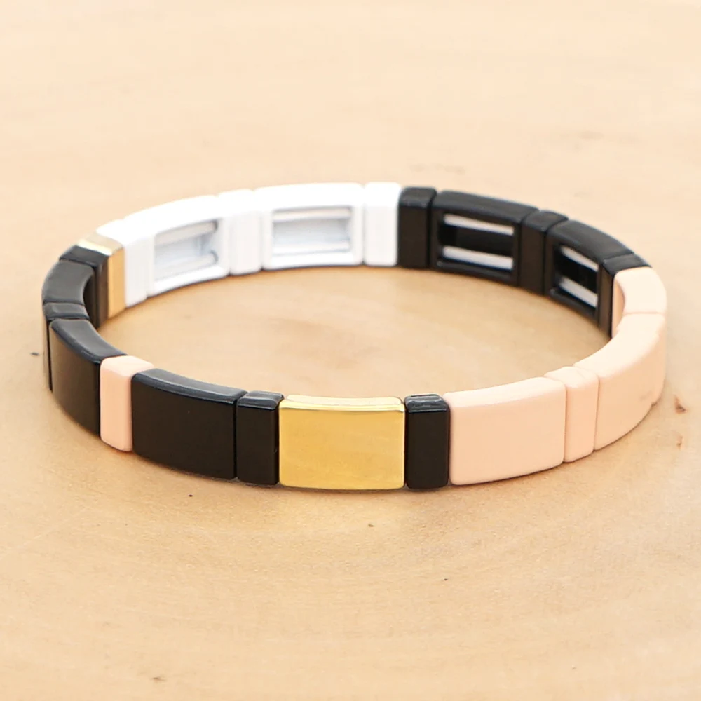 

Shinus Armband Bracelet Men Enamel Tile Bracelets Women Accesorios bileklik Stackable Pulseras Mujer 2019 Making Jewelry Factory