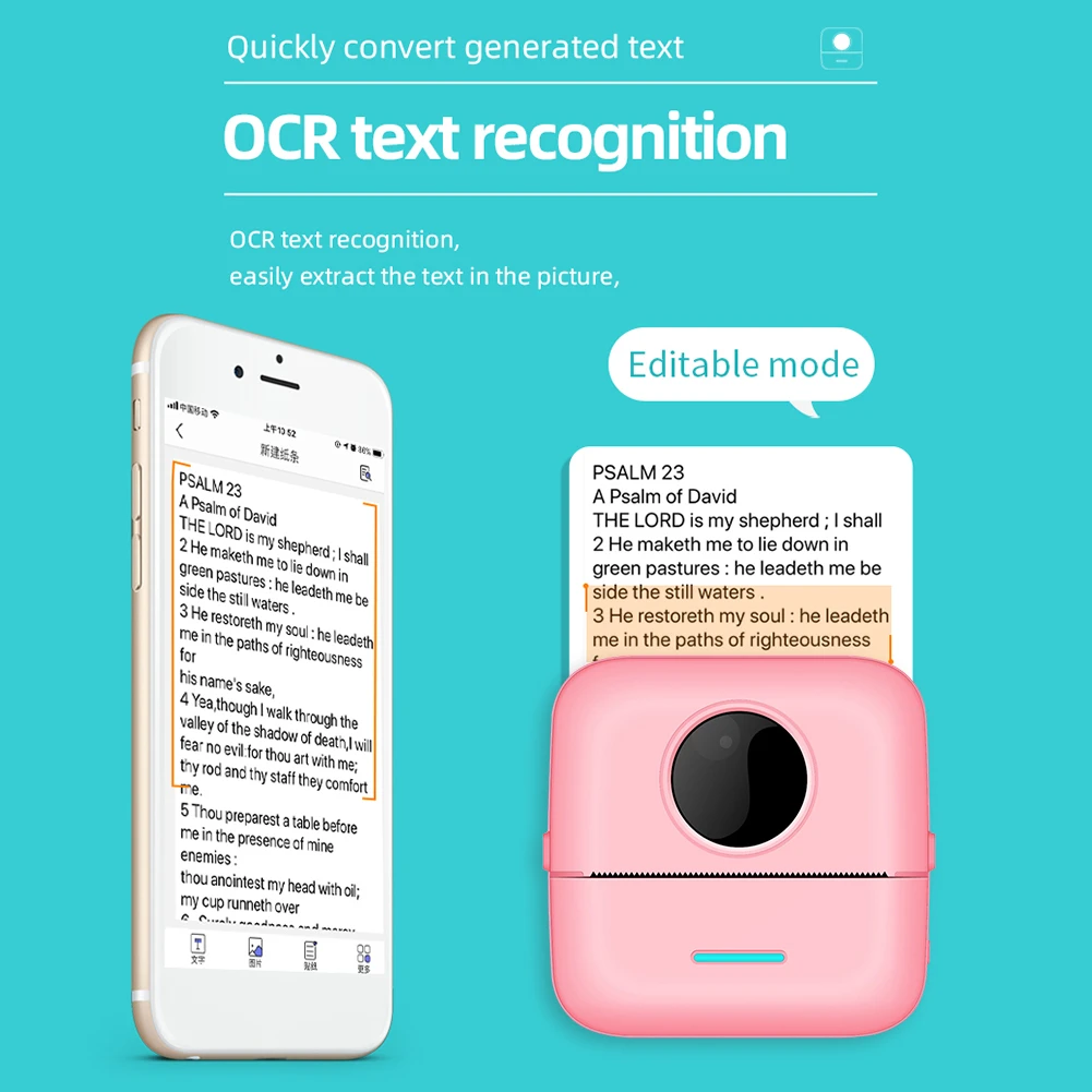 Pocket Thermal Printer Portable Mini Wirelessly Thermal 200dpi Photo Label Memo List Printing Wireless Printer Device Clearly