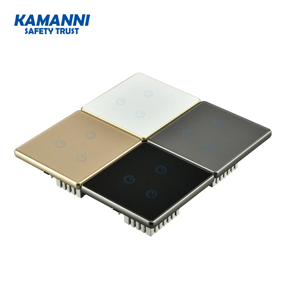 KAMANNI EU стены Стекло смарт сенсорный выключатель 3gang 1way 100 v-240 v Переключая старших светодиодный светильник Стекло переключатель Панель сенсорный экран