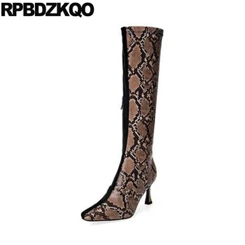 

shoes square toe long 10 snake tall thin women boots winter 2019 snakeskin stiletto suede fashion big size knee high heel plus