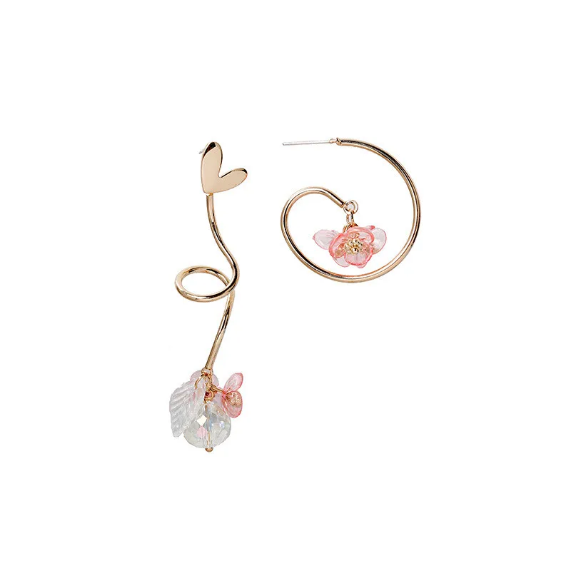 Асимметричные серьги в Корейском стиле с цветами летние маленькие акриловые