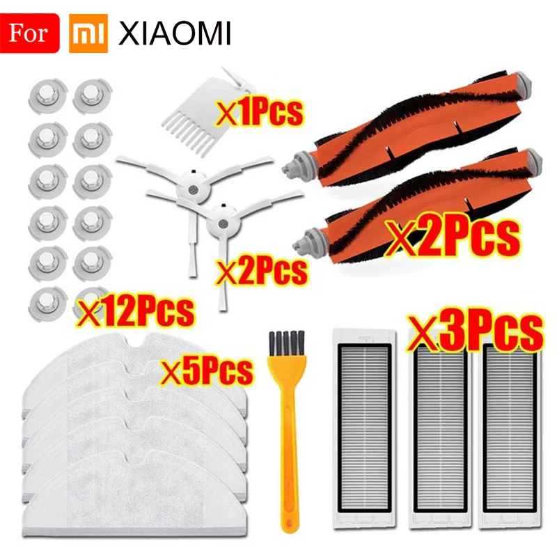 

For Xiaomi Roborock Robot S50 S51 Vacuum Cleaner Spare Parts Kits Mop Cloths Wet Mopping Filter Side Brush Roll Brush Wheel Box