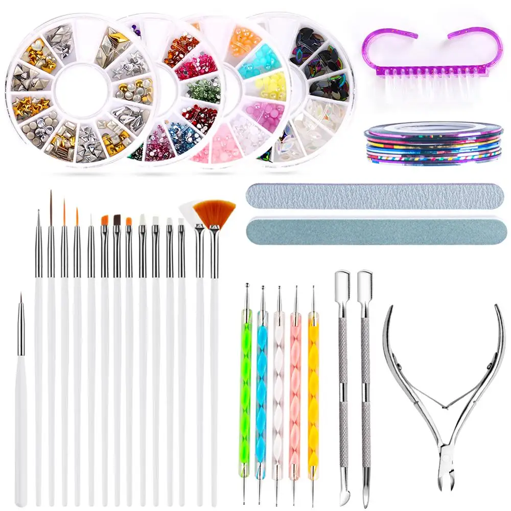 

15Pcs Acrylic Nail Art Brush Pen UV Gel Nail Polish Painting Dotting Pen Kit Diamond Decoration Clean Brush Nail Art Tool Set