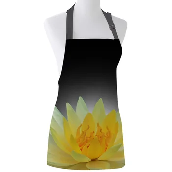 

Yellow Lotus Flower Print Apron Print Unisex Kitchen Bib with Adjustable Neck for Cooking Gardening