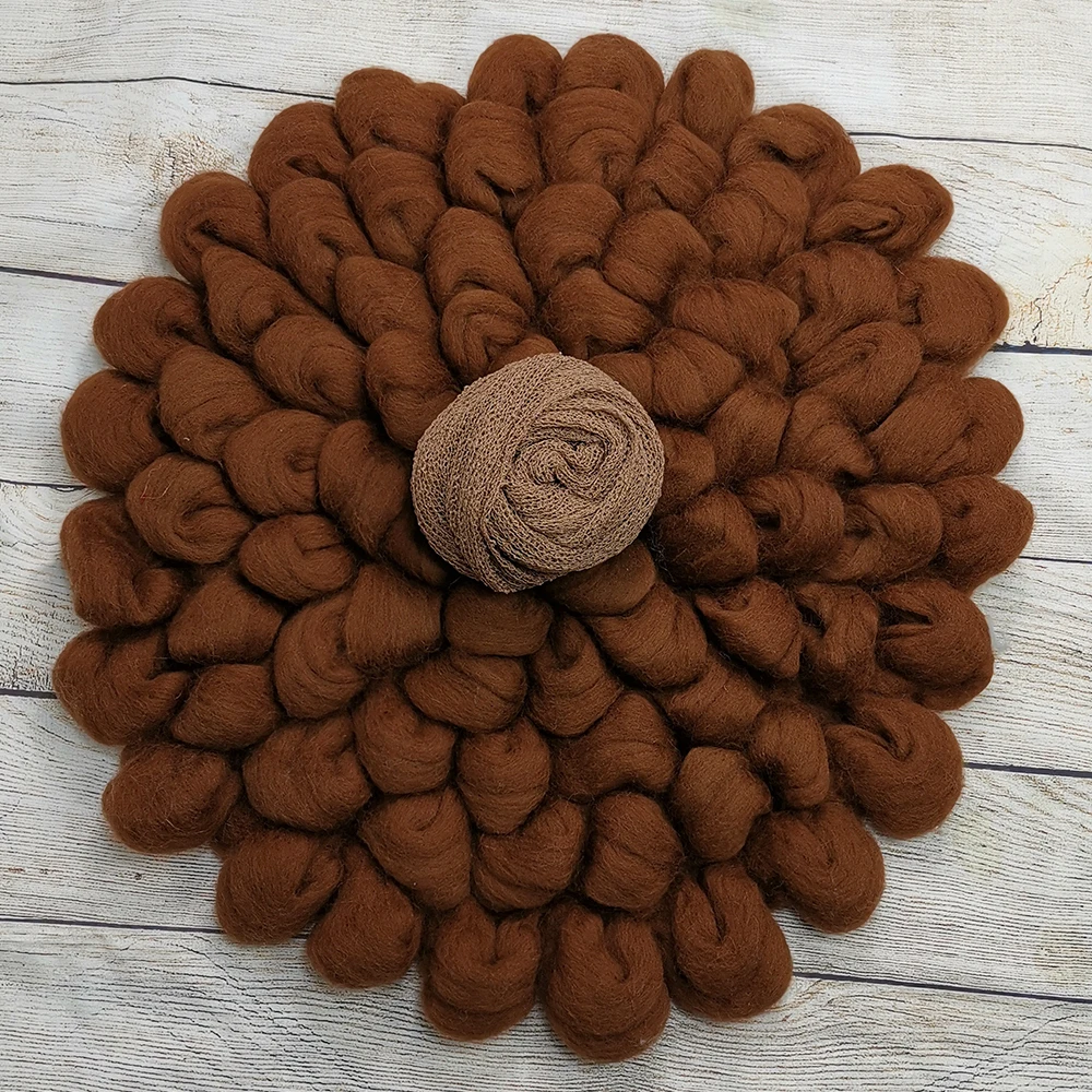 

A Set Photo Shoot Prop Handmade Chunky Fluffy Wool Fleece,140*30cm Stretch Knit Wrap for Newborn Baby Photography Accessories