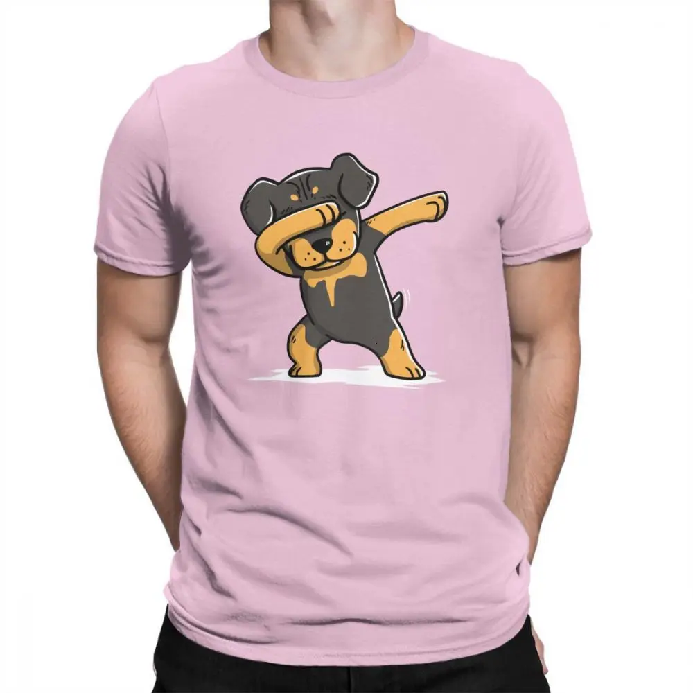 pink Смешная футболка Midnite Star Man Dabbing Rottweiler, топы с короткими рукавами и круглым вырезом, хлопковая футболка, уличная футболка с собакой - Цвет: pink