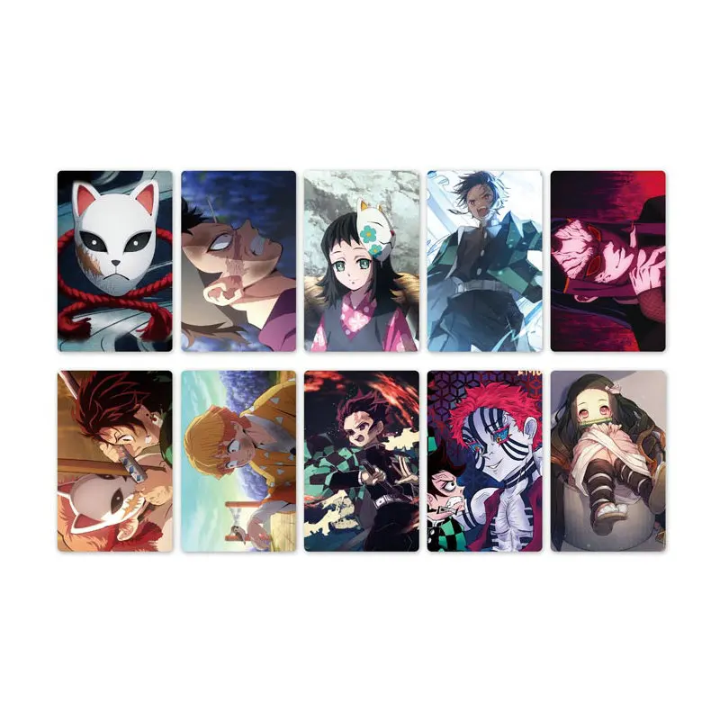 

10pcs Anime Demon Slayer Kimetsu no Yaiba Card Stickers Waterproof Scrub Card Sticker Kids Sticker Toys