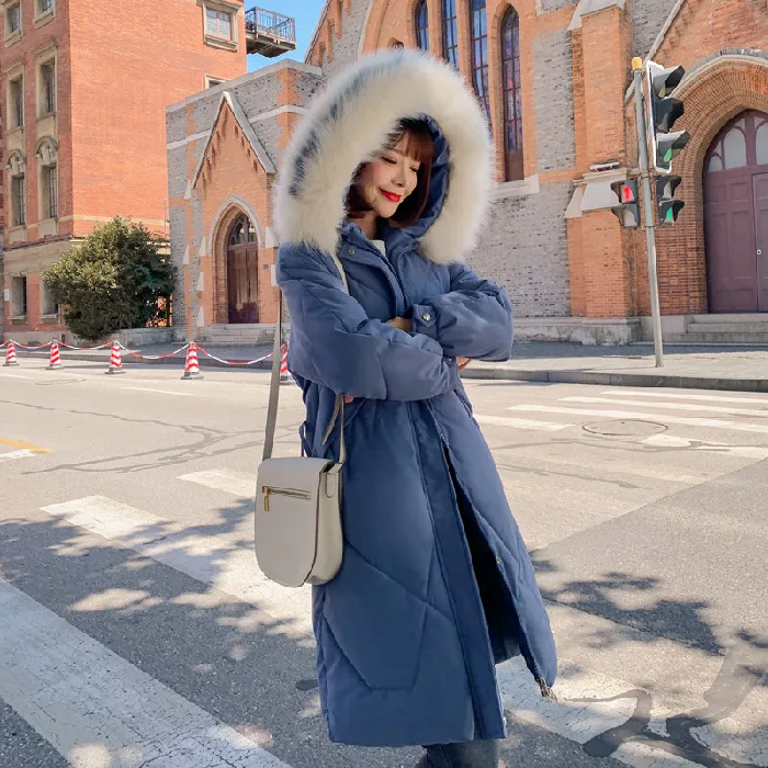 

Photo Shoot 2019 South Korea Dongdaemun Autumn And Winter down Jacket Long Loose-Fit Large Fur Collar Cotton Overcoat Coat AliEx