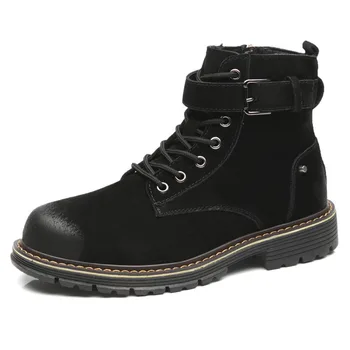 

England style men casual cowboy ankle boots outdoors botas militares soft leather shoes platform botines hombre male desert boot