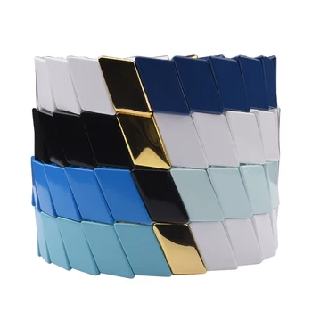 

4Pcs/Lot Enamel Rainbow Tile Beads Bracelets Set for Women Bohemian Stretch Tile Beads Bangle Stackable Strand Bracelet Set