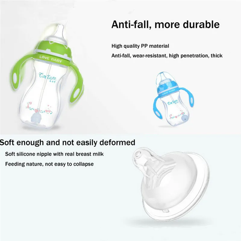 Infant Baby 240ML Cup Children Learn Drinking Straw Milk Feeding Nipple Bottle