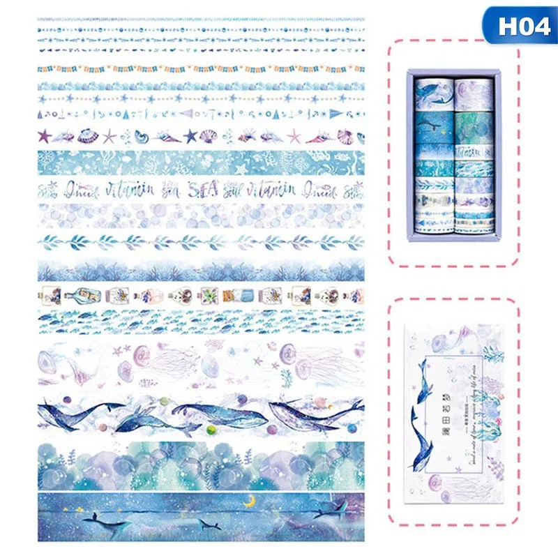 20 Pcs/box Beautiful Color Journal Washi Tape Adhesive DIY Scrapbooking Sticker Label Masking Tapes School Supplies Stationery - Цвет: H04
