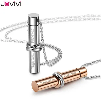 

JOVIVI Stainless Steel Together Forever In Loving Memory Infinity Cylinder Pendant Memorial urn Necklace Cremation Jewelry
