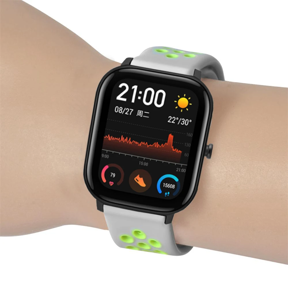 Многоцветный 20 мм спортивный силиконовый ремешок для Huami Amazfit GTS Bip BIT PACE Lite Молодежные умные часы браслет