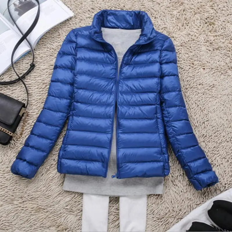 Зимняя теплая Женская куртка, большие размеры 5XL 6XL 7XL, осеннее пальто, хлопковый пуховик с длинным рукавом, приталенное легкое пальто - Цвет: royal blue