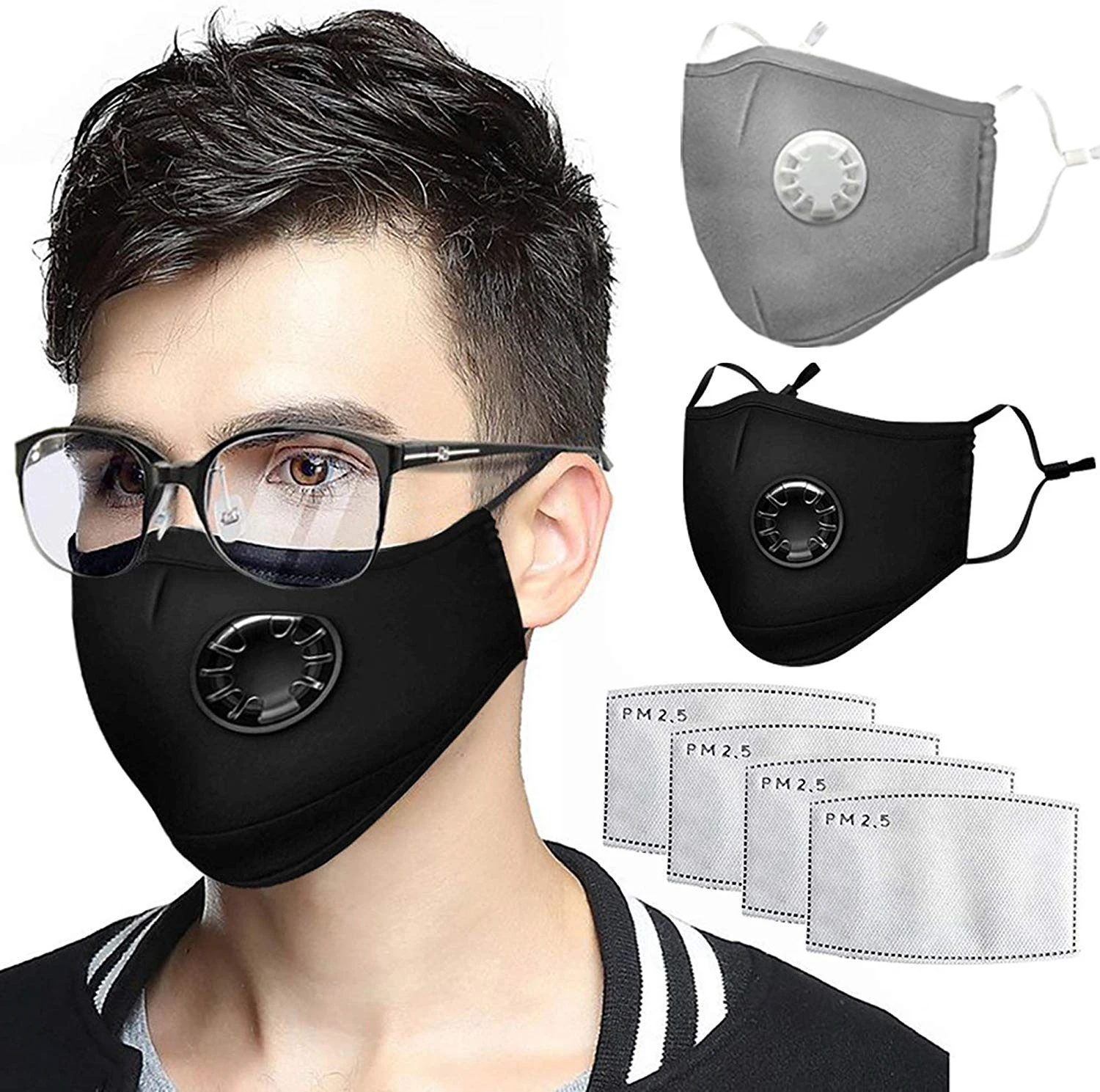 

Repeatable Clean Mouth Mask Anti-dust Breathing Mask PM2.5 Anti-fog & Haze Black Mask Breath Fashion Women Men Mouth Muffle