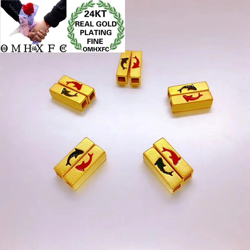 OMHXFC YM117 Европейская мода изящная женская и мужская вечеринка день рождения свадебный подарок Карп прямоугольник 24KT золото DIY кулон Charm1PC