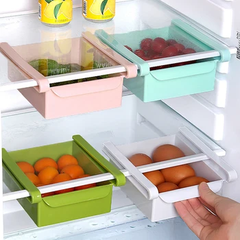 

DIY Mini Plastic Slide Kitchen Fridge Freezer Space Saver Organization Storage Rack Bathroom Shelf Rack Organizer Holder
