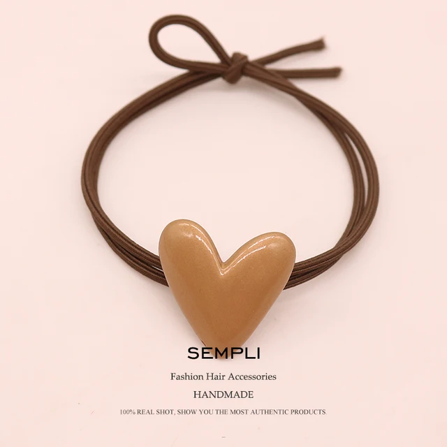 Sempli Pink Color Solid Elastic Hair Bands Love Dog Headband Women Animal Rubber Band Lady Letters Hair Accessories Scrunchie Love